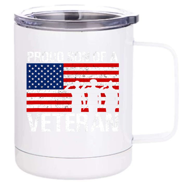 Proud Son Of A Army Veteran Gift Front & Back 12oz Stainless Steel Tumbler Cup