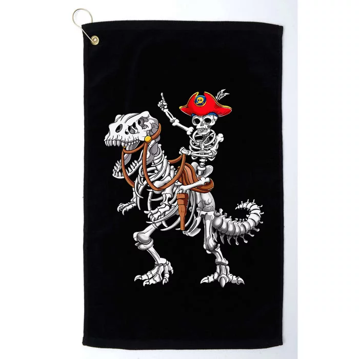 Pirate Skeleton on Dinosaur Halloween Costume Platinum Collection Golf Towel