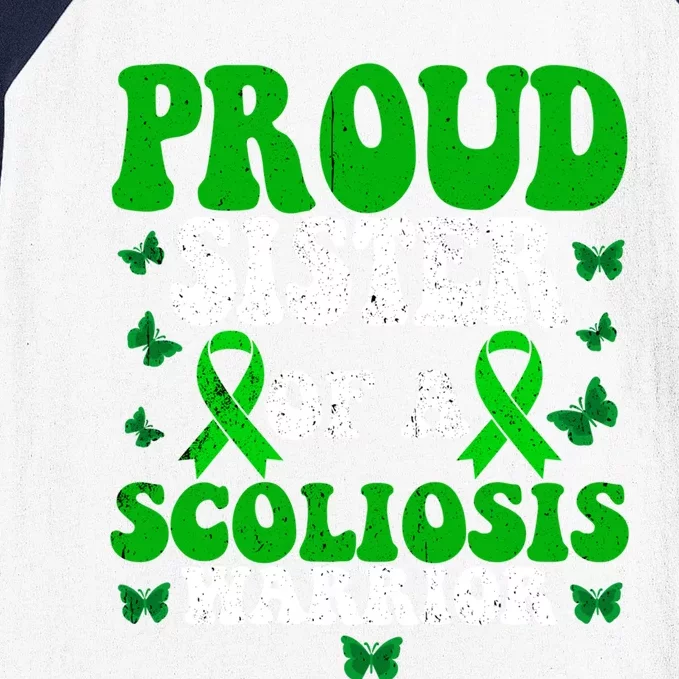 Proud Sister Of A Scoliosis Warrior Scoliosis Awareness Great Gift Baseball Sleeve Shirt