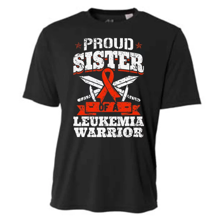 Proud Sister Of A Leukemia Warrior Sis Awareness Ribbon Cooling Performance Crew T-Shirt