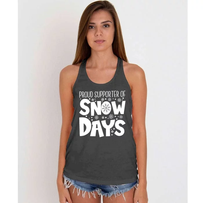 Proud Supporter Of Snow Days Teacher Christmas Women's Knotted Racerback Tank