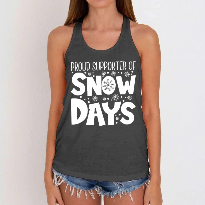 Proud Supporter Of Snow Days Teacher Christmas Women's Knotted Racerback Tank