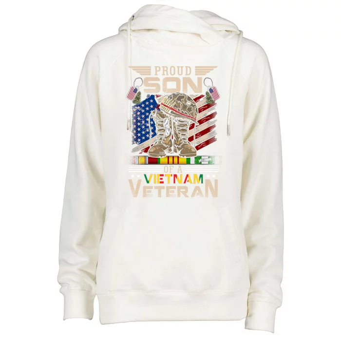 Proud Son Of A Vietnam Veteran Cute Gift Vietnam War Vet Gift Womens Funnel Neck Pullover Hood