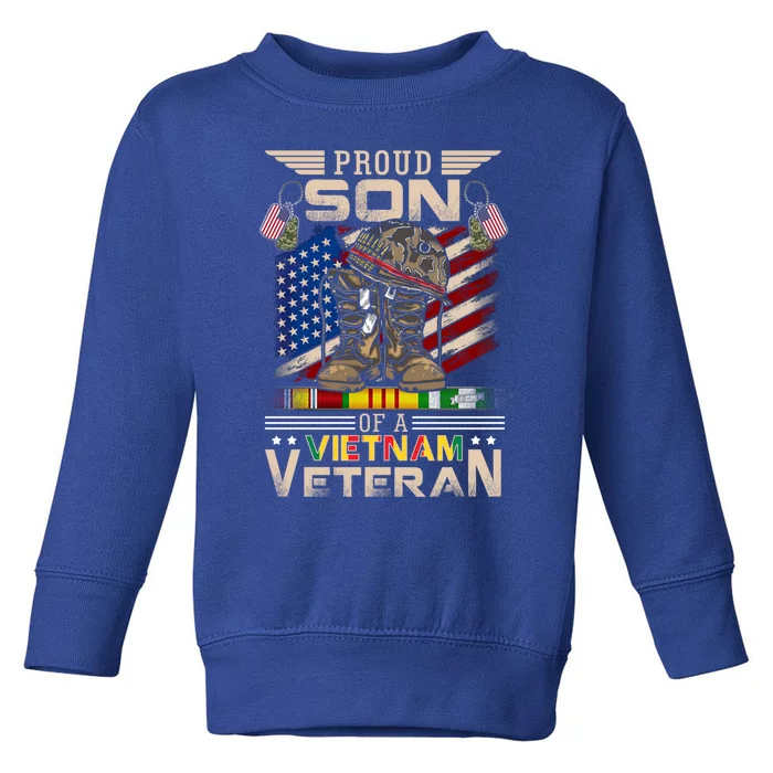 Proud Son Of A Vietnam Veteran Cute Gift Vietnam War Vet Gift Toddler Sweatshirt