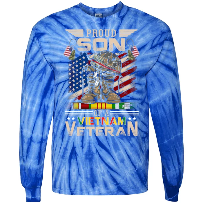 Proud Son Of A Vietnam Veteran Cute Gift Vietnam War Vet Gift Tie-Dye Long Sleeve Shirt