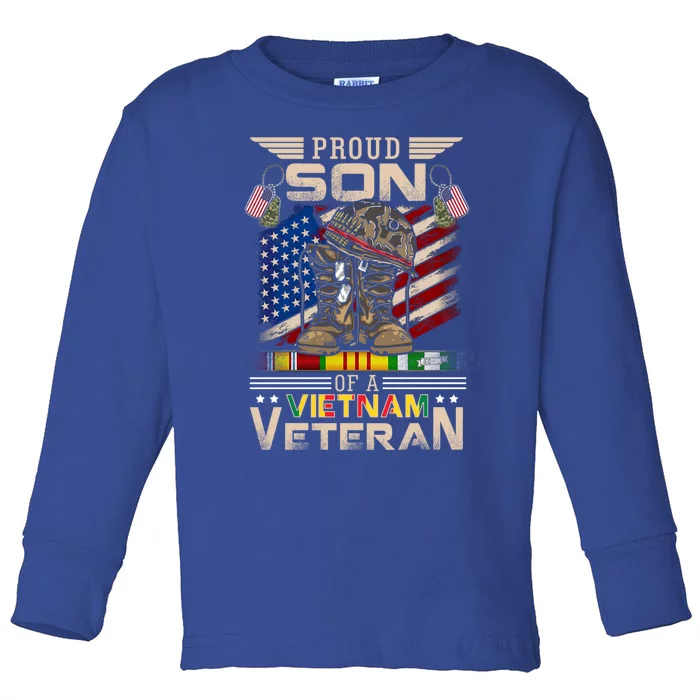 Proud Son Of A Vietnam Veteran Cute Gift Vietnam War Vet Gift Toddler Long Sleeve Shirt