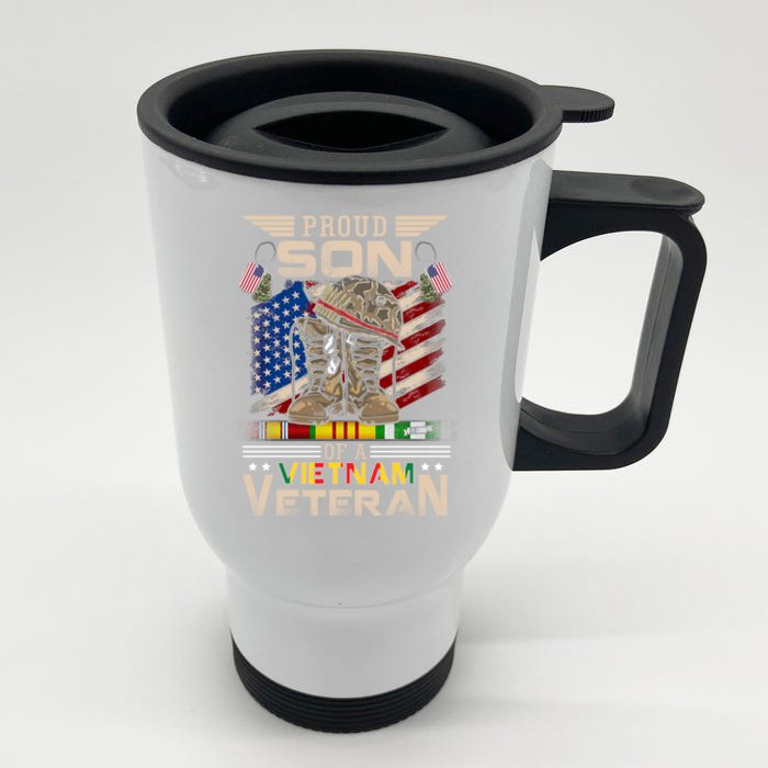 Proud Son Of A Vietnam Veteran Cute Gift Vietnam War Vet Gift Front & Back Stainless Steel Travel Mug