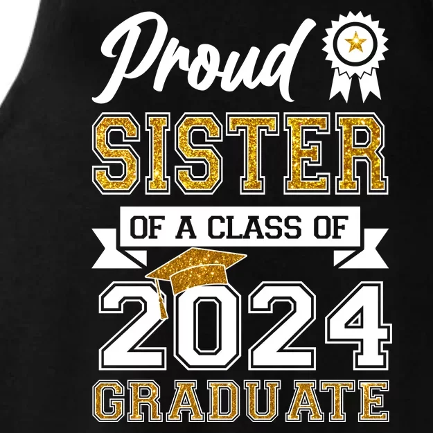 Proud Sister Of The Class Of 2024 Graduate Ladies Tri-Blend Wicking Tank