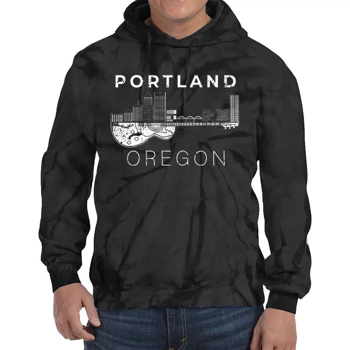 Portland Souvenir Oregon Lover Music Guitar Tie Dye Hoodie