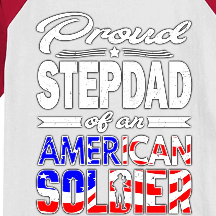 Proud Stepdad Of An American Soldier Funny Gift Step Dad Tee Kids Colorblock Raglan Jersey