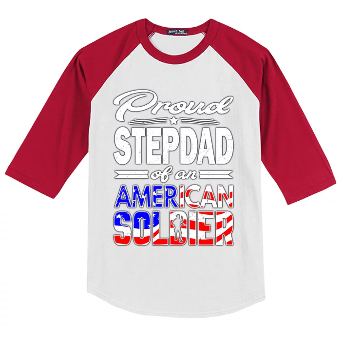 Proud Stepdad Of An American Soldier Funny Gift Step Dad Tee Kids Colorblock Raglan Jersey