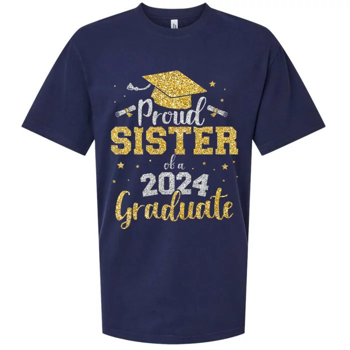 Proud Sister Of A Class Of 2024 Graduate Senior Graduation Sueded Cloud Jersey T-Shirt