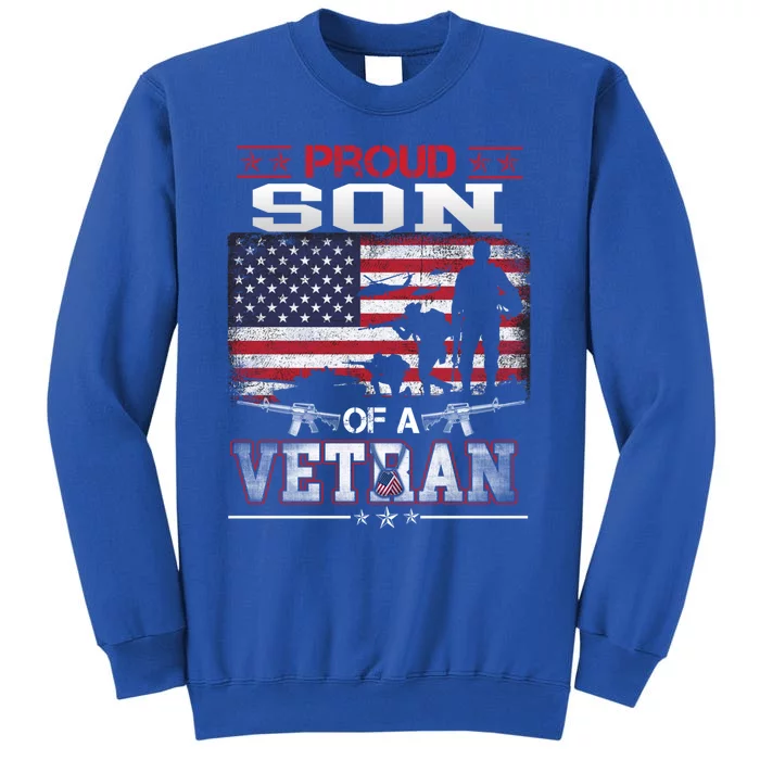 Proud Son Of A Veteran Vintage Flag Military Veterans Day Meaningful Gift Sweatshirt