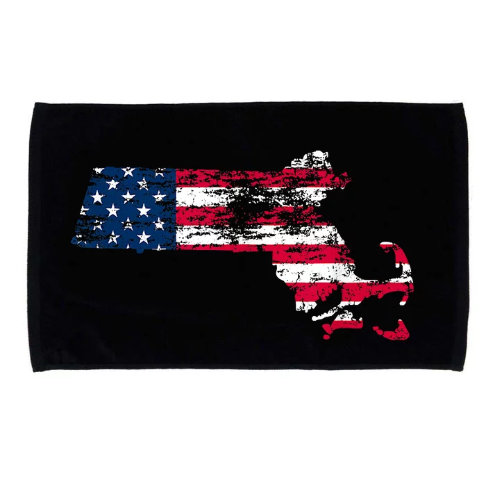 Patriotic State Of Massachusetts USA Flag Microfiber Hand Towel