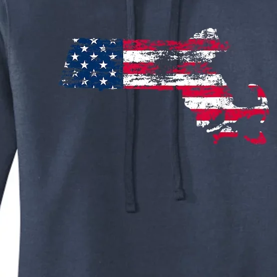 Patriotic State Of Massachusetts USA Flag Women's Pullover Hoodie