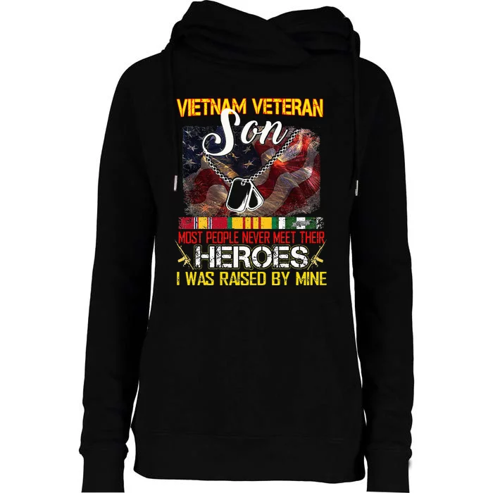 Proud Son Of A Vietnam Veteran My Dad Mom Is A Hero Womens Funnel Neck Pullover Hood