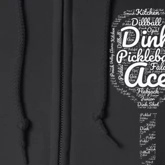 Pickleball Sayings or Terms inside a Pickleball Paddle Funny Full Zip Hoodie