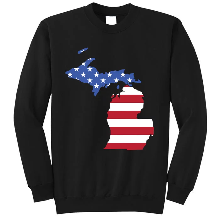 Patriotic State Of Michigan Usa Flag Sweatshirt