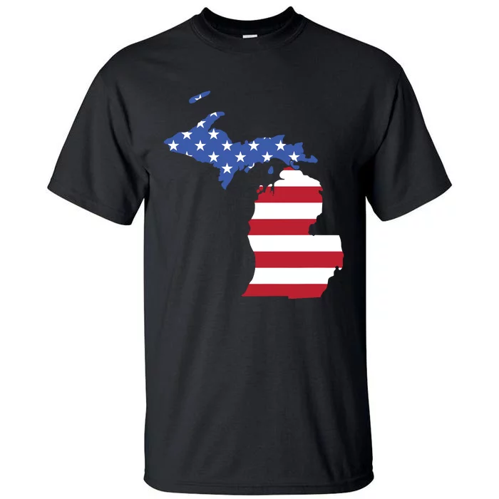 Patriotic State Of Michigan Usa Flag Tall T-Shirt