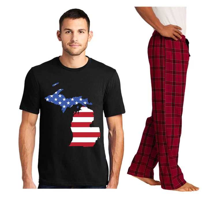 Patriotic State Of Michigan Usa Flag Pajama Set