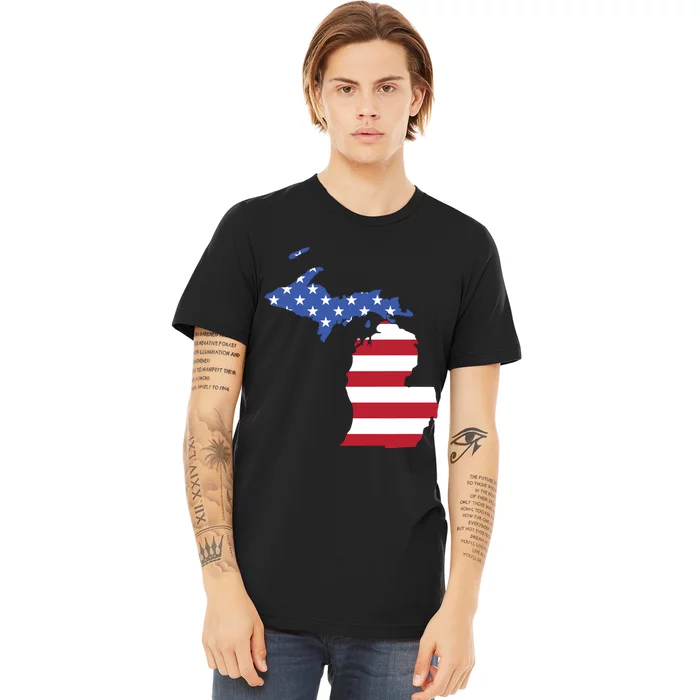 Patriotic State Of Michigan Usa Flag Premium T-Shirt