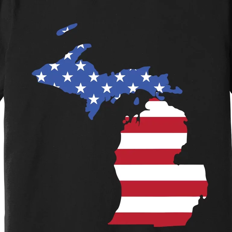 Patriotic State Of Michigan Usa Flag Premium T-Shirt