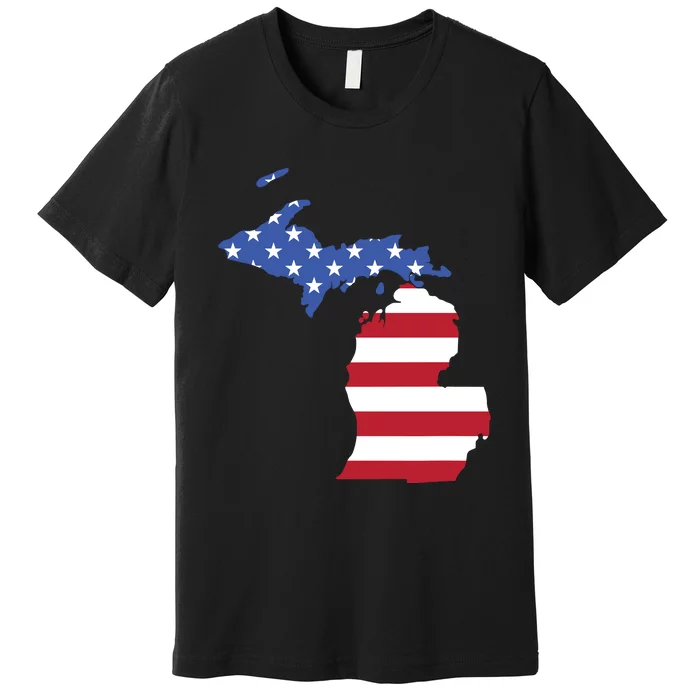 Patriotic State Of Michigan Usa Flag Premium T-Shirt