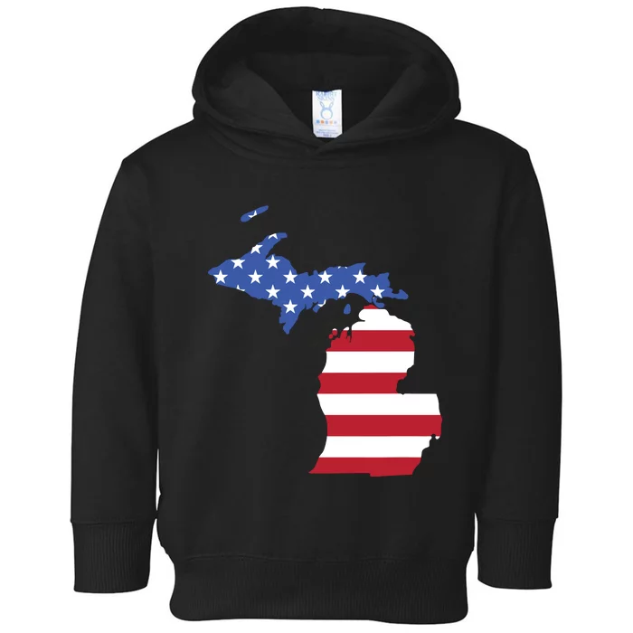 Patriotic State Of Michigan Usa Flag Toddler Hoodie