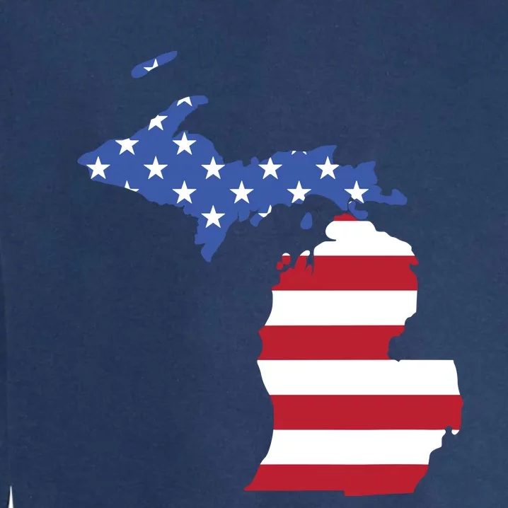 Patriotic State Of Michigan Usa Flag Garment-Dyed Sweatshirt