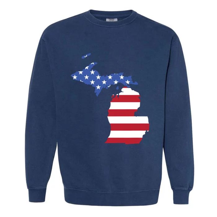 Patriotic State Of Michigan Usa Flag Garment-Dyed Sweatshirt