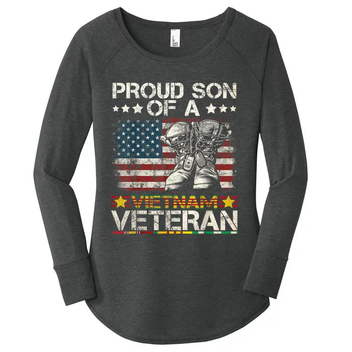 Proud Son Of Vietnam Veteran Us Flag Women's Perfect Tri Tunic Long Sleeve Shirt