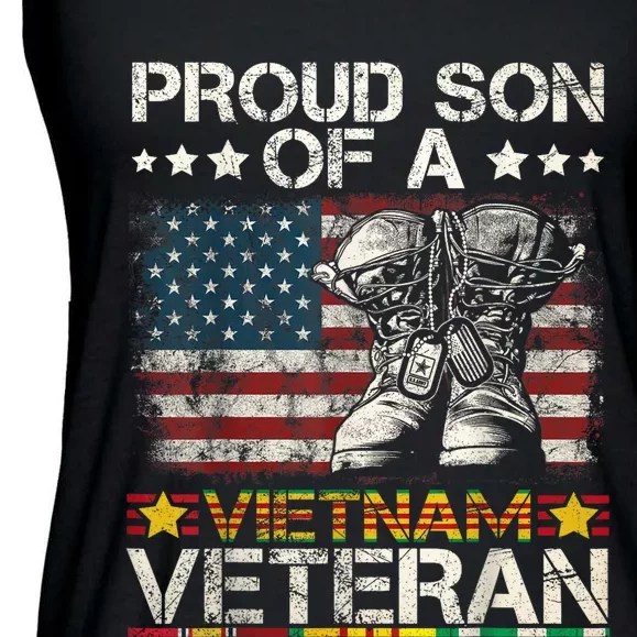 Proud Son Of Vietnam Veteran Us Flag Ladies Essential Flowy Tank