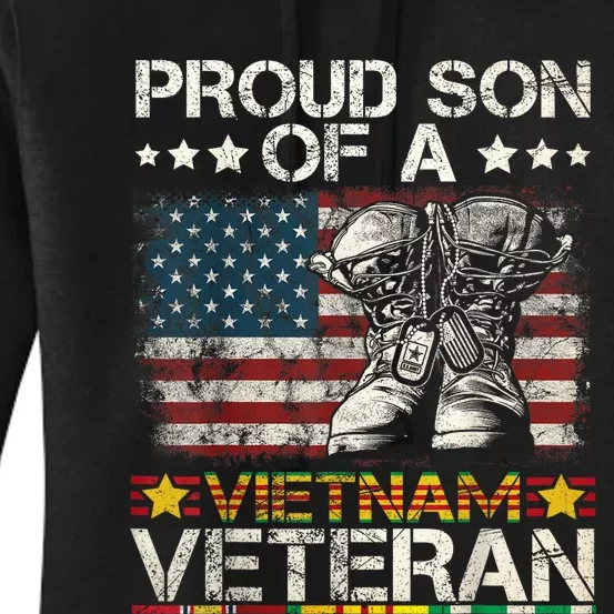 Proud Son Of Vietnam Veteran Us Flag Women's Pullover Hoodie