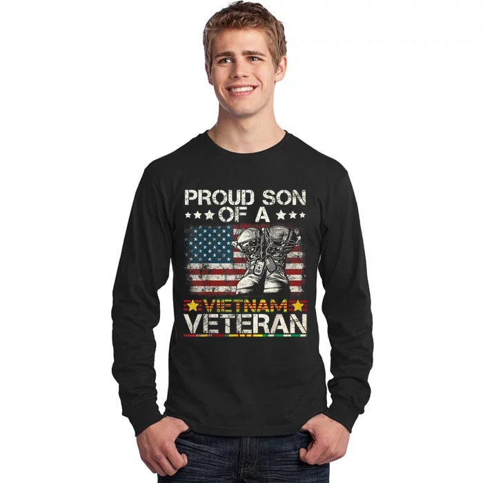 Proud Son Of Vietnam Veteran Us Flag Tall Long Sleeve T-Shirt