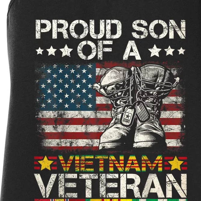 Proud Son Of Vietnam Veteran Us Flag Women's Racerback Tank