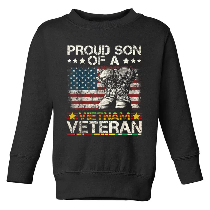 Proud Son Of Vietnam Veteran Us Flag Toddler Sweatshirt