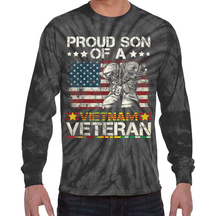 Proud Son Of Vietnam Veteran Us Flag Tie-Dye Long Sleeve Shirt