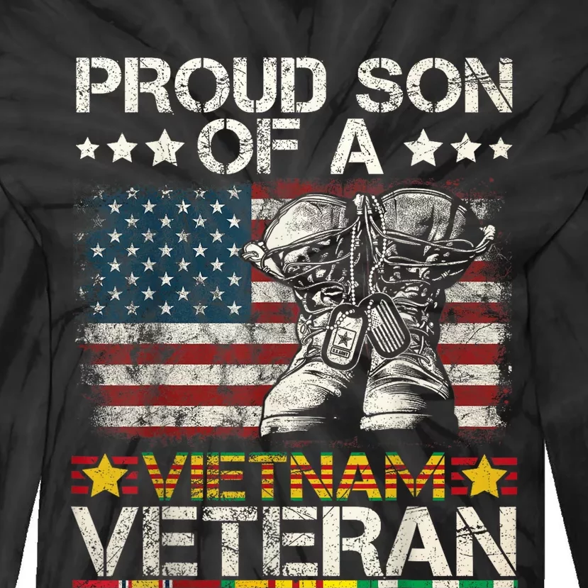 Proud Son Of Vietnam Veteran Us Flag Tie-Dye Long Sleeve Shirt