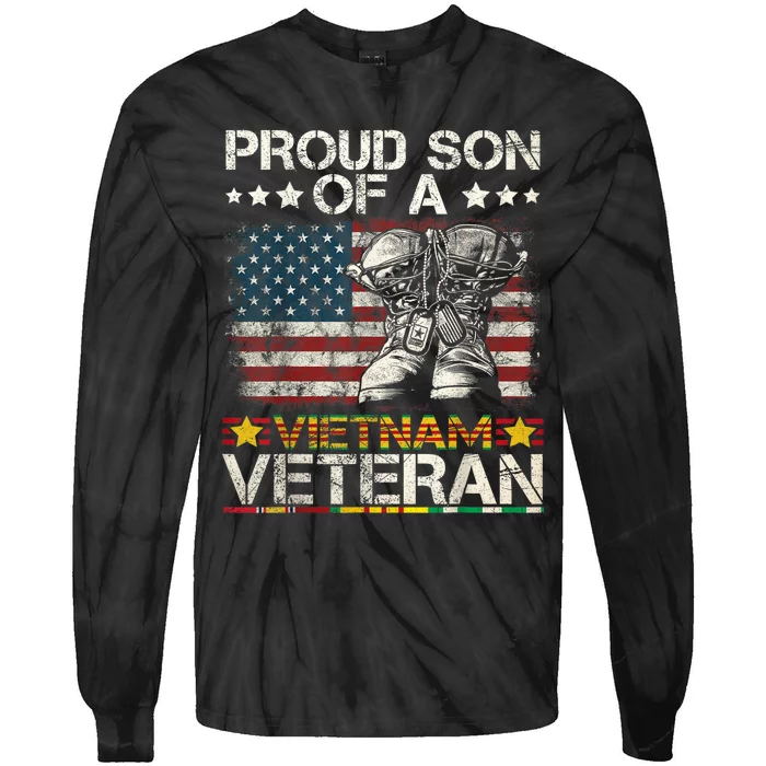 Proud Son Of Vietnam Veteran Us Flag Tie-Dye Long Sleeve Shirt