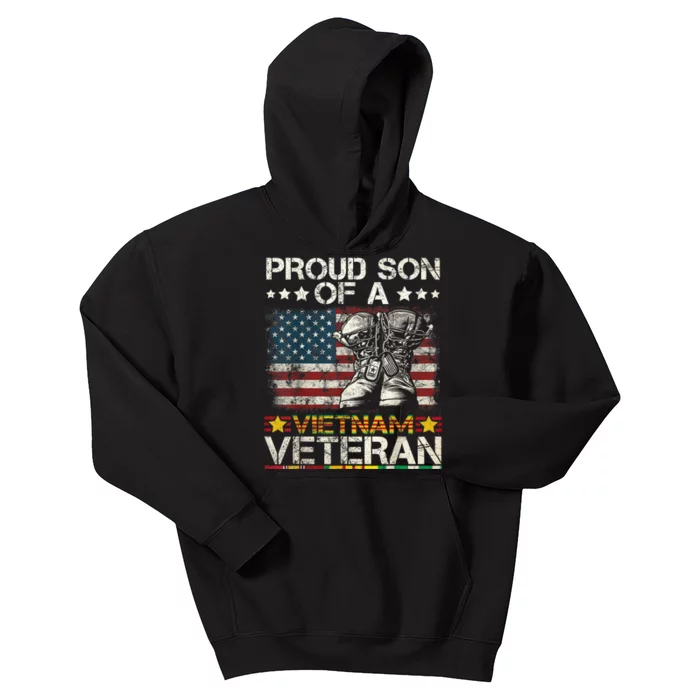 Proud Son Of Vietnam Veteran Us Flag Kids Hoodie