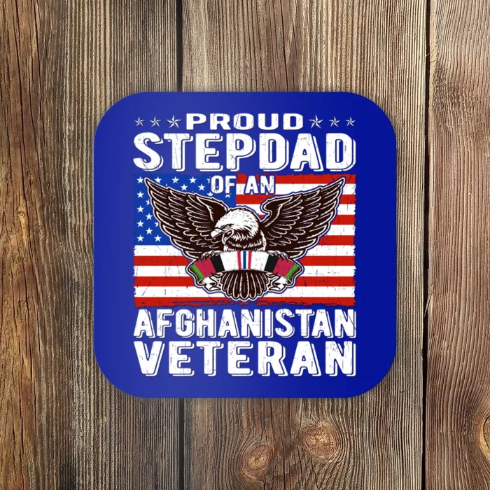 Proud Stepdad Of Afghanistan Veteran Patriotic Military Dad Cute Gift Coaster