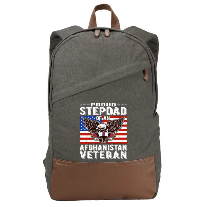 Proud Stepdad Of Afghanistan Veteran Patriotic Military Dad Cute Gift Cotton Canvas Backpack