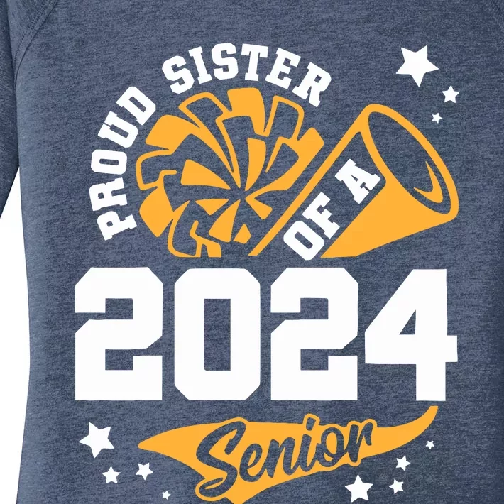 Proud Sister Of A 2024 Senior Cheer Sister Graduation Party Women's Perfect Tri Tunic Long Sleeve Shirt