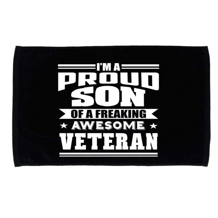 Proud Son Of A Freaking Awesome Veteran Funny Gift Microfiber Hand Towel