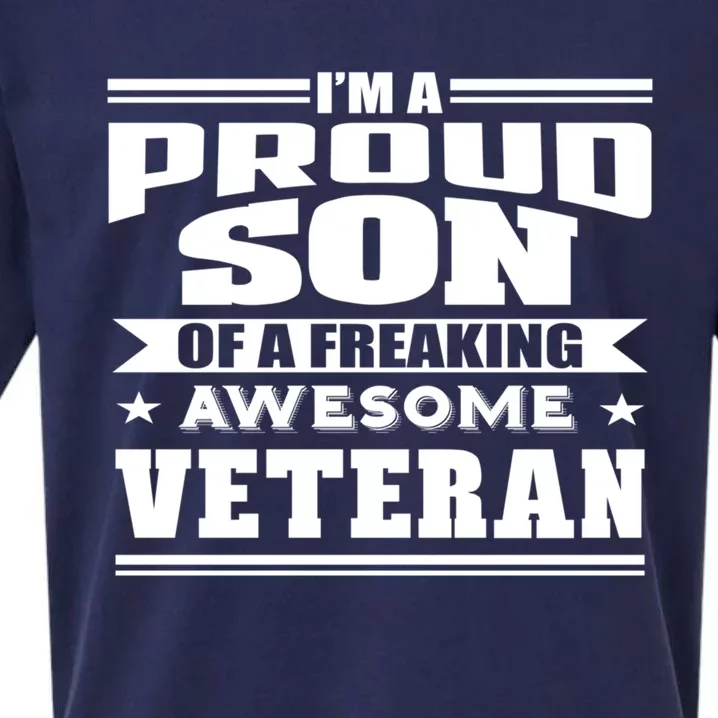 Proud Son Of A Freaking Awesome Veteran Funny Gift Sueded Cloud Jersey T-Shirt