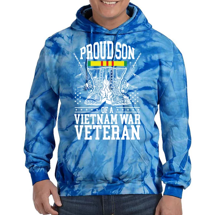 Proud Son Of A Vietnam War Veteran Soldier Father Mother Gift Tie Dye Hoodie