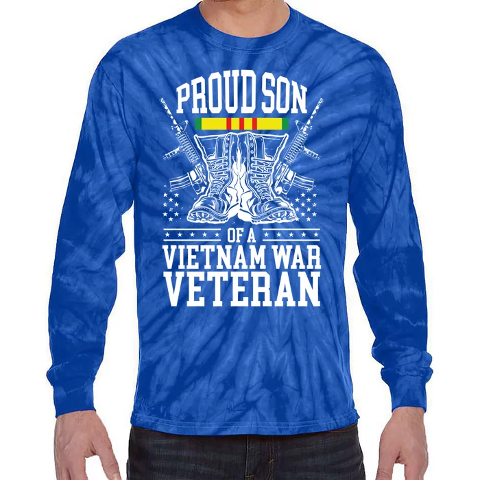 Proud Son Of A Vietnam War Veteran Soldier Father Mother Gift Tie-Dye Long Sleeve Shirt