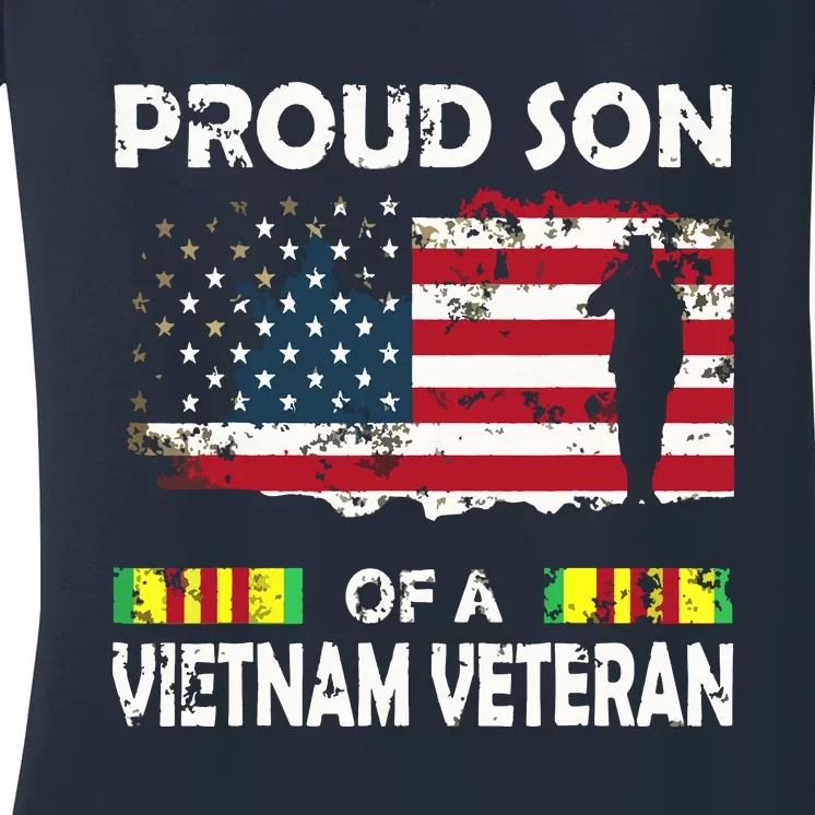 Proud Son Of A Vietnam Veteran Shirt | Vietnam War Vet Women's V-Neck T-Shirt