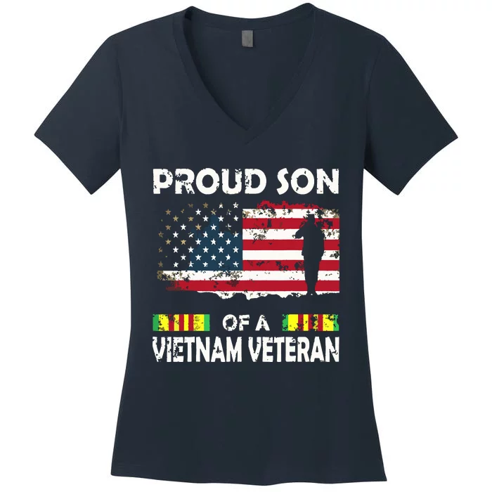 Proud Son Of A Vietnam Veteran Shirt | Vietnam War Vet Women's V-Neck T-Shirt