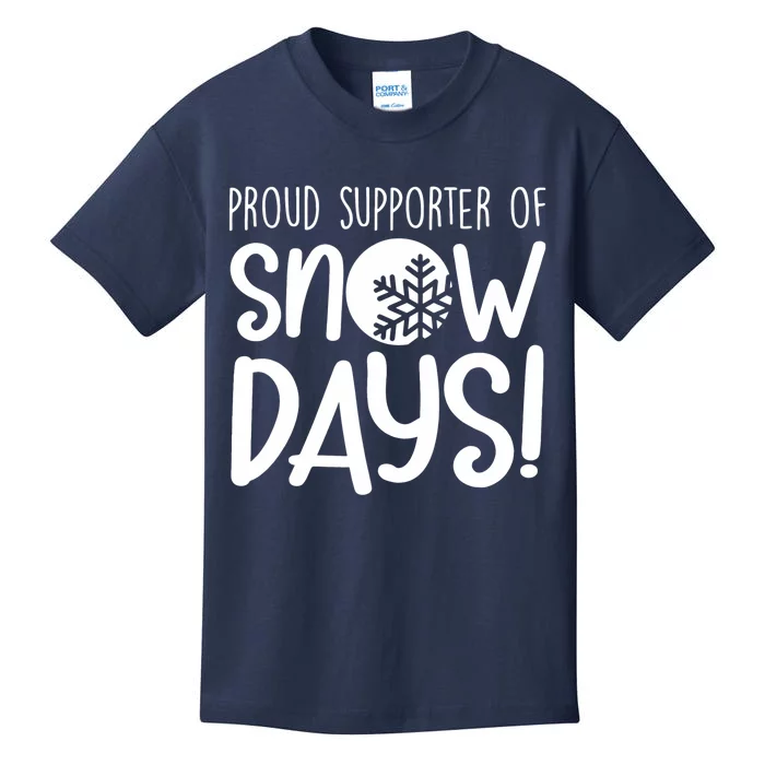 Proud Supporter Of Snow Days Vintage Snow Quote Snow Lover Kids T-Shirt